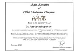 Asian Association of Hair Restoration Surgeons — Certificate