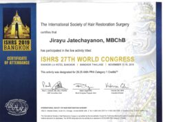 International Society of Hair Restoration Surgery — Certificate